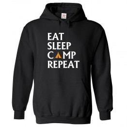 Eat Sleep Camp Repeat Unisex Classic Kids and Adults Pullover Hoodie For Wild Life Lovers and Travellers